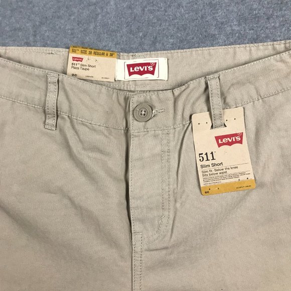 New Levis 511 Shorts Mens Small Size 20 Khaki Beige Tan Slim Short Plaza Taupe - Picture 2 of 15